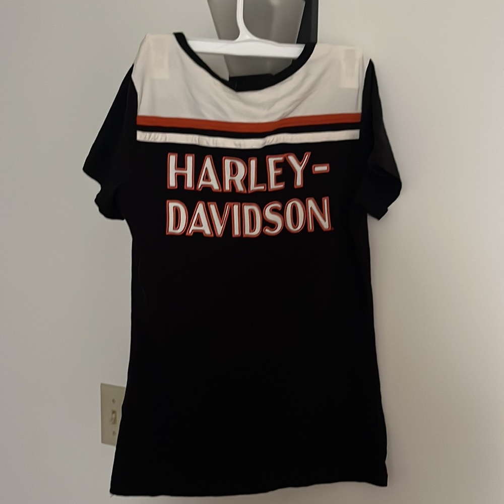 Womens Med Harley Davidson 1/4 zip tee